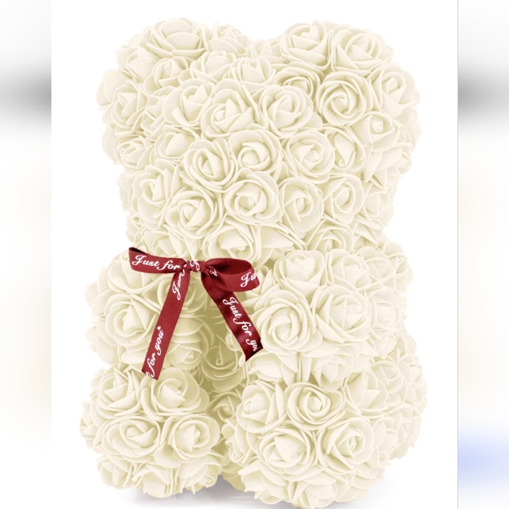 Always & Forever White Artificial Flower Bear